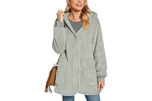 Bestbee Warm Fleece Jackets for Women, Fuzzy Hooded Casual Coats Lidies 2025 Cardigan Sweaters Outerwear with Pockets