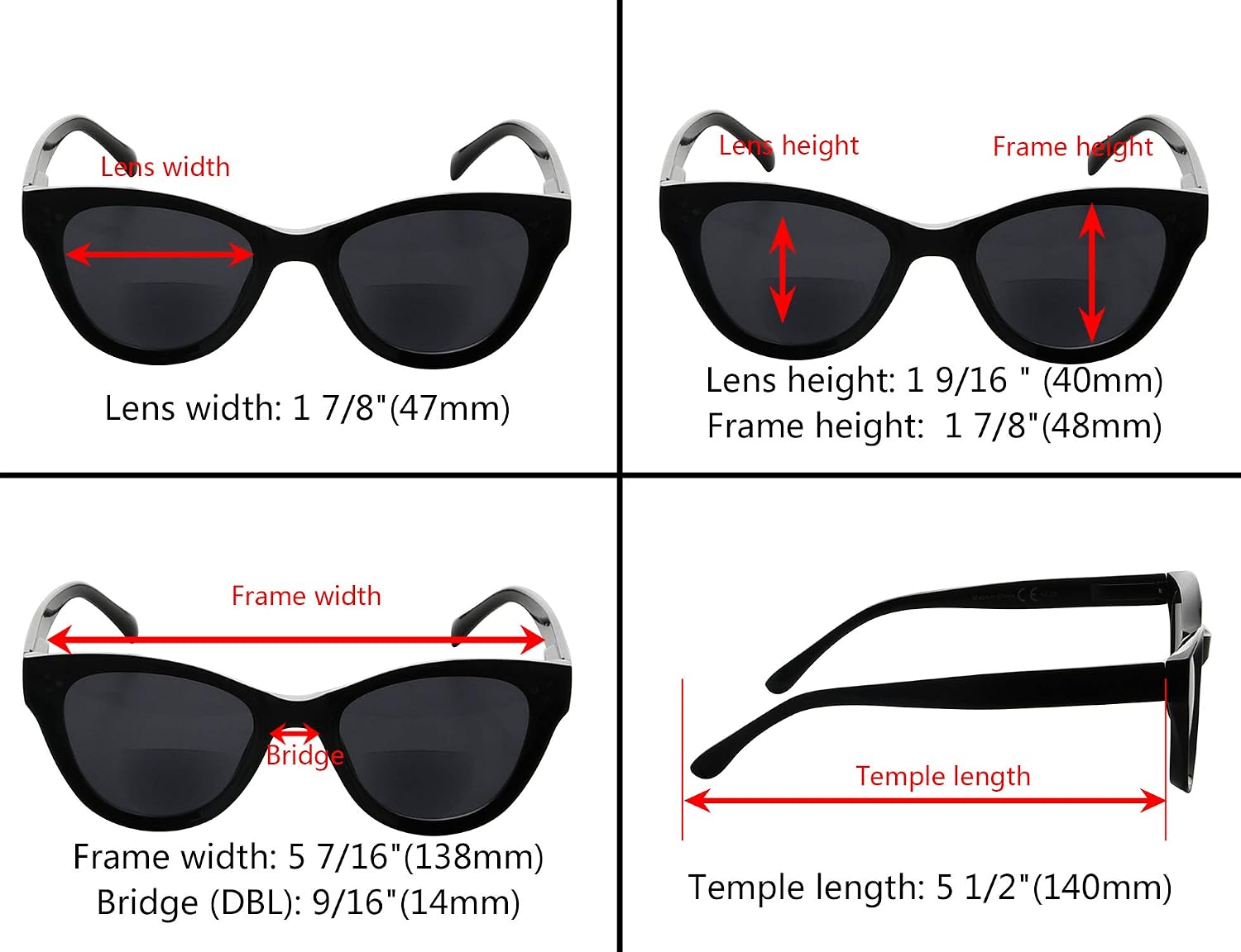 Eyekeeper 4-Packing Oversize Cat-Eye Bifocal Sunglasses for Women Reading Tinted Lens +1.00, 4 works Mix - Image 5