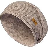 FUQILA 100% Merino Wool Slouchy Beanie Hat, Women Warm Winter Caps Soft, Ladies Breathable & Cozy Stretchy Knitted Skull Cap