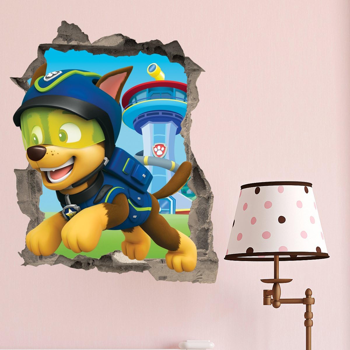 greatdealsandgifts Paw Patrol Chase wall Crack Kids Boys Girls Bedroom Vinyl Decal Wall Sticker Gift Xmas