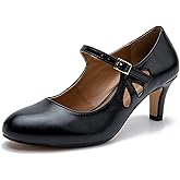 MAIERNISI JESSI Unisex Men's Women's Mary Jane Pumps Round Toe Kitten Heel Hollow Out Shoes