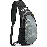 G4Free Sling Bag for Men Women, Small Crossbody Backpack Lightweight Chest Shoulder Bags for Travel, Outdoor and Sports (Black-grey)