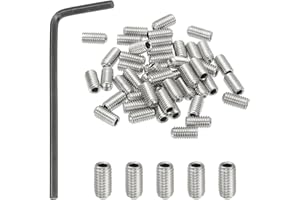 PATIKIL #10-32x3/8 Internal Hex Socket Set Grub Screws, 50 Pcs 304 Stainless Steel Cup Point Set Screw with Hex Key Wrench fo