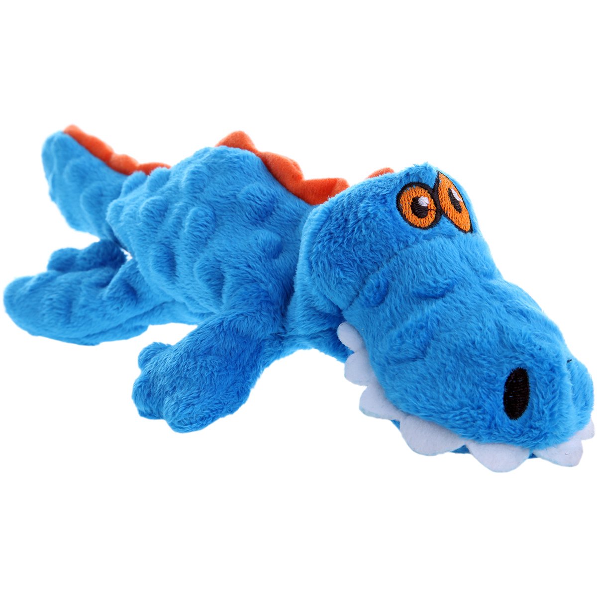 goDog Gators with Chew Guard Technology Tough Plush Dog Toy, Small, Blue