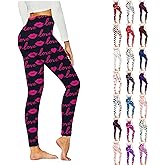 Valentines Leggings for Women High Waisted Tummy Control Yoga Soft Pants Cute Love Heart Print Valentine Tight