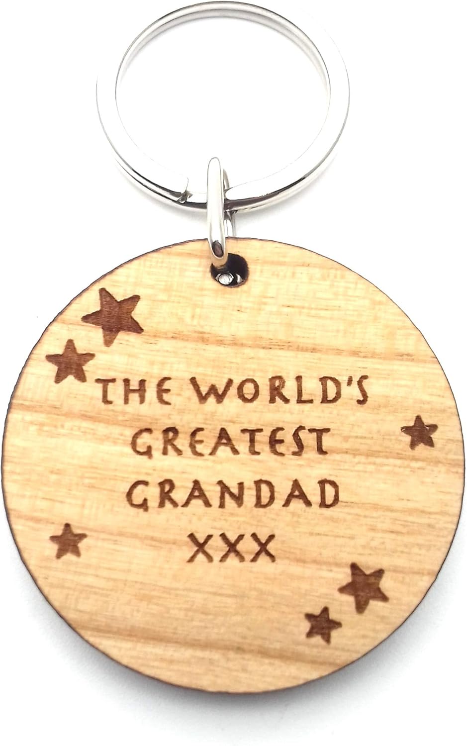 Chris Bag Of Goodies Wooden Keyring Key Ring The Worlds World's Greatest Grandad, Brown, 40mm x 40mm x 5mm