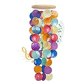 Wind Chimes for Outside - Handcrafted Rainbow Capiz Shells Windchime Coastal Style Decor for Indoor/Outdoors, Garden Decor, Great for Women, Wind Chimes Lovers and More
