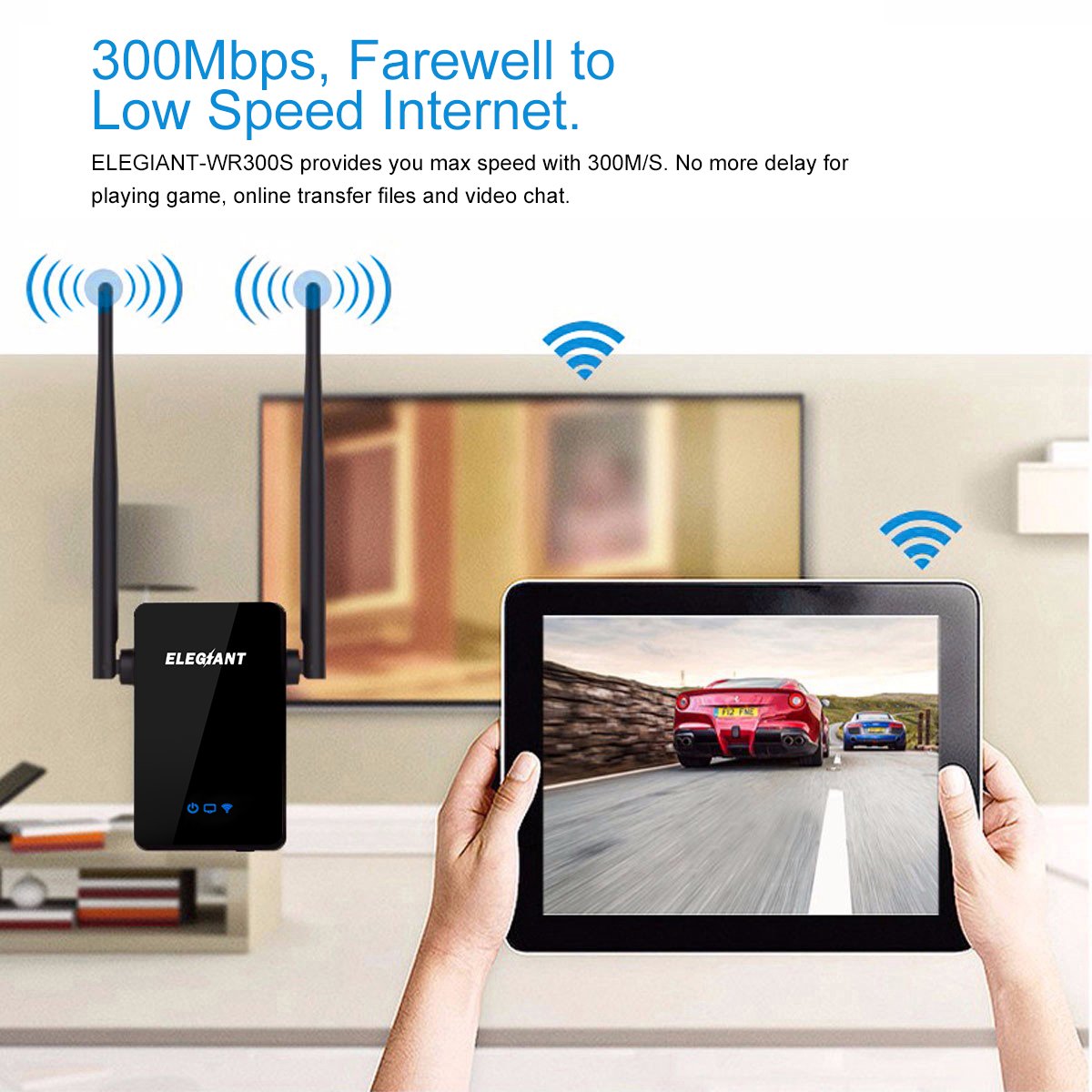 WiFi Range Extender, ELEGIANT 300Mbps Wireless WiFi Repeater Signal