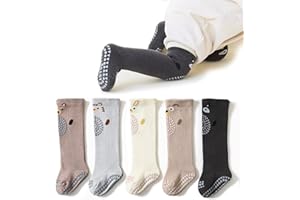 HOVELL Toddler Non-slip Knee-High Socks with Grips for Infant Baby Girls Boys Floor Crawling Tube Stockings