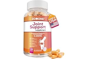 zooone Advanced Joint Support Supplement with Glucosamine, Chondroitin, Turmeric & MSM - 120 Tablets for Back, Knee, Hand Bone Health