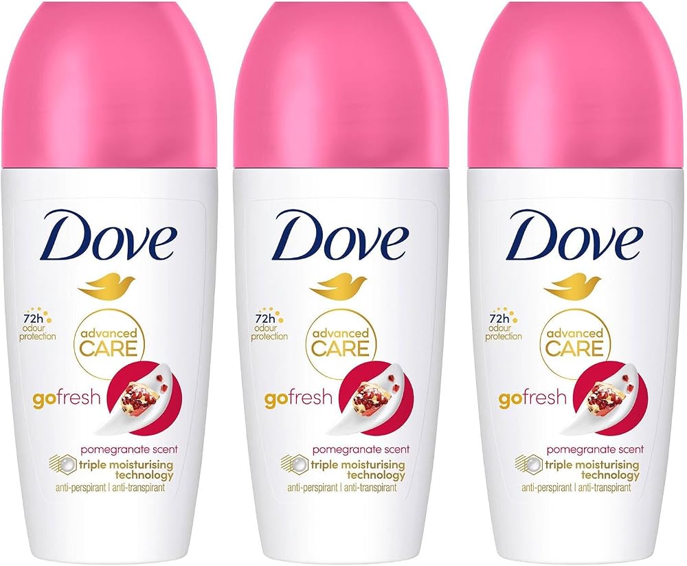 Dove Deodorant Roll On Advance Care Go Fresh Pomegranate 50ml 3 Pack