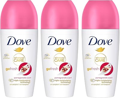 Dove Deodorant Roll On Advance Care Go Fresh Pomegranate 50ml 3 Pack