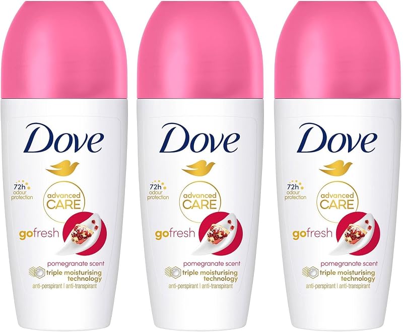 Dove Deodorant Roll On Advance Care Go Fresh Pomegranate 50ml 3 Pack