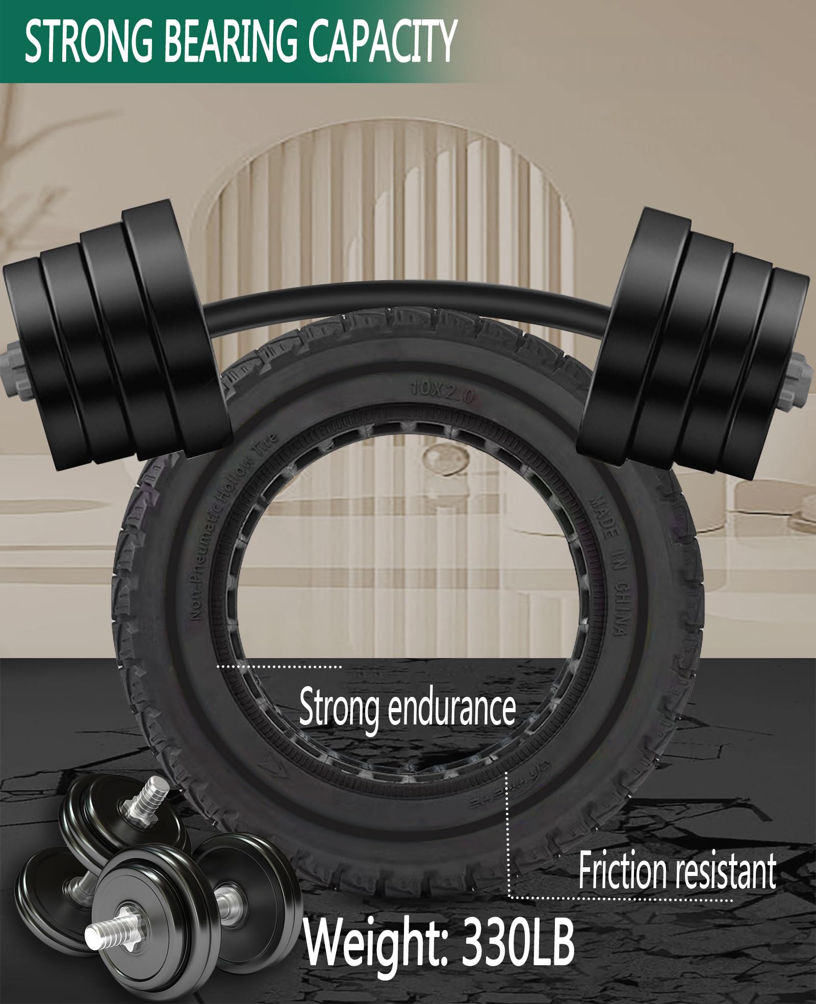 10X2.125 Solid Tire: 10x2/54-152 Tubeless Tyre Replacement for Gotrax Turboant X7 Hiboy S2 Pro MAX Electric Scooter, 10x2 Inch Rubber Honeycomb Front Rear Wheels Black