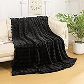 YUSOKI Luxury 3D Bubble Light Weighted Throw Blanket 1.8lb,All Ages,Home Decoration, (Black,50 * 60inches)