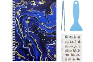 DHATMYC Reusable Sticker Book Collecting Album A5 Size 80 Sheets Sticker Collection Storage Book for Adults Release Paper Sticker Saver Holder Book with Tools (Blue)