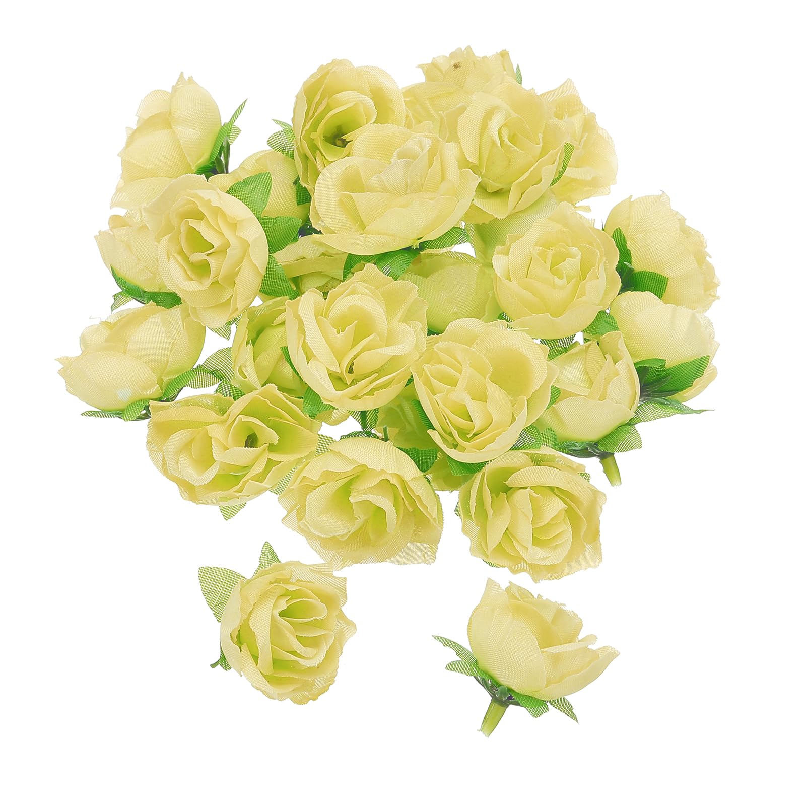 PATIKIL Mini Rose Artificial Flowers Bulk 1.2 Inch, 50 Pcs Silk Cloth Small Fake Flower Heads for Wedding Crafts Home Decor Decoration Party, Champagne