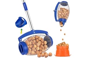 Tcoivs Nut Gatherer, Large Cage Walnut Picker Upper Roller, Nut Collector with 2 Dumping Methods for Pinecones, Sweet Gumballs, Golf Balls, Tennis Balls, Pick Up Objects 1'' to 2-1/2'' in Size
