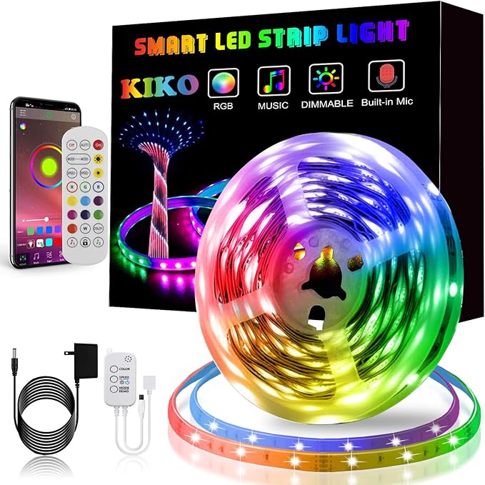 LED Strip Lights, KIKO Smart Color Changing Rope Lights SMD 5050 RGB Light Strips with Bluetooth