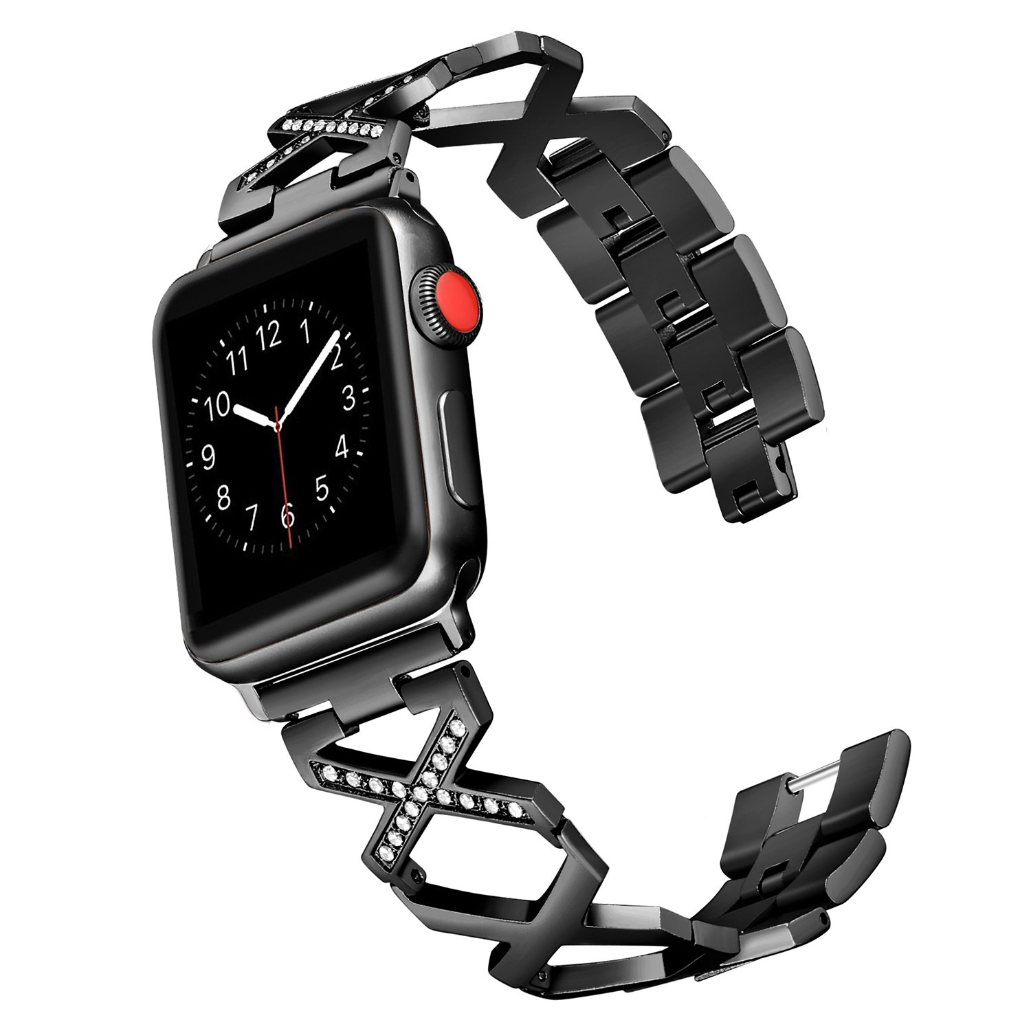 Secbolt 42mm/44mm Bands Compatible Apple Watch Band Series 4 & 5 44mm, Series 3/2/1 42mm, X Pattern Stainless Steel Wristband Sport Strap iWatch, 4 ...