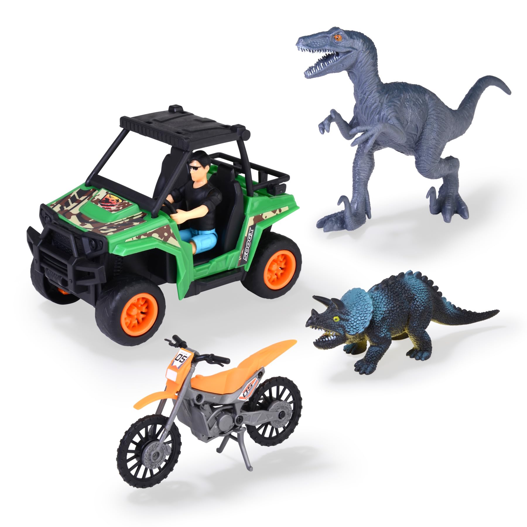 Dickie Toys - Toy Cars Dino Explorer - Dinosaur Toy with 2 Vehicles, 2 Dinosaurs & 1 Ranger Figure, Toy from 3 Years