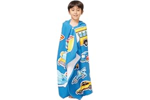 Gealaek Hooded Towel for Toddlers 5-12 Years Boys Girls Kids Bath Pool Beach Towel Wrap Extra Large Soft Absorbent Beach Poncho(Cars XL)