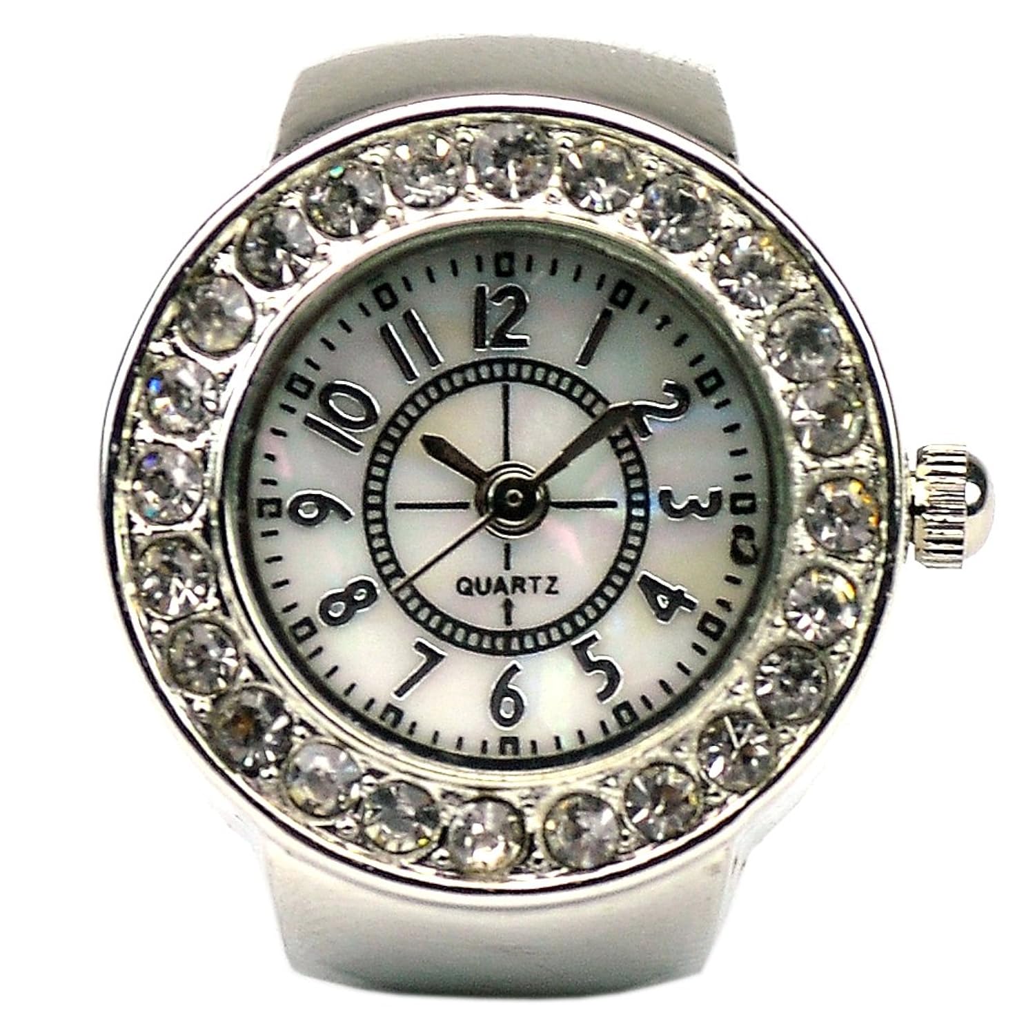 Womens Crystal Quartz Finger Ring Watch With Gift Box New Free Shipping