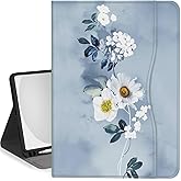 Feams Case for iPad (A16) 11th Generation 11 Inch 2025, iPad 10th Generation Case 10.9 Inch 2022 Flip Stand Auto Sleep Cover with Pencil Holder & Pocket, Blue Floral