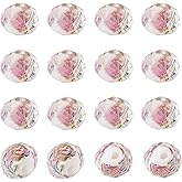 Craftdady About 60Pcs Handmade Gold Sand Lampwork Faceted Rondelle Glass Beads Strands Flower Inlaid Spacer Loose Beads for DIY Jewelry Making Hole: 2mm (White)
