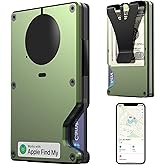 HPSH Air Wallet, Built-in Tracker Slim Wallet, Smart Wallet with Money Clip, Compatible with FindMy Network(iOS Only), Anti-Theft Card Holder, *Gift for Men (Tracker Wallet, Military green)