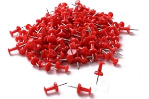 Tupalizy 200PCS Colored Plastic Push Pins Decorative Map Thumb Tacks with Steel for Bulletin Board and DIY Craft Home Office Use (Red)