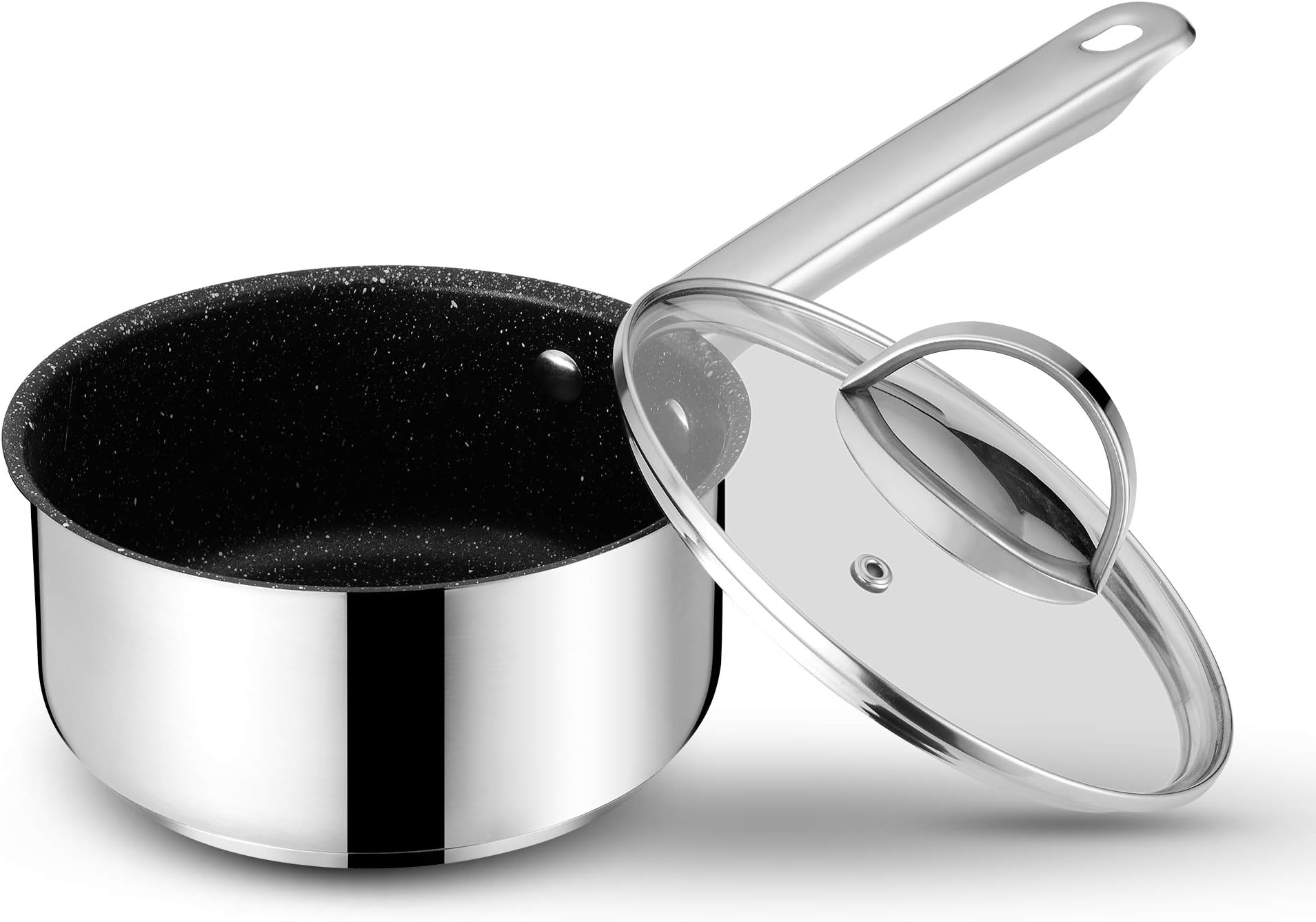 Mr. Right 1.5 Quart Saucepan Nonstick with Lid, Coffee/Chocolate/Butter Warmer, Melting Pot with Cover, Milk Sauce Pan 1.5quart, Small Sauce Pan Whitford Non-stick Coating, Ceramic Sauce Pan 1.5 Qt