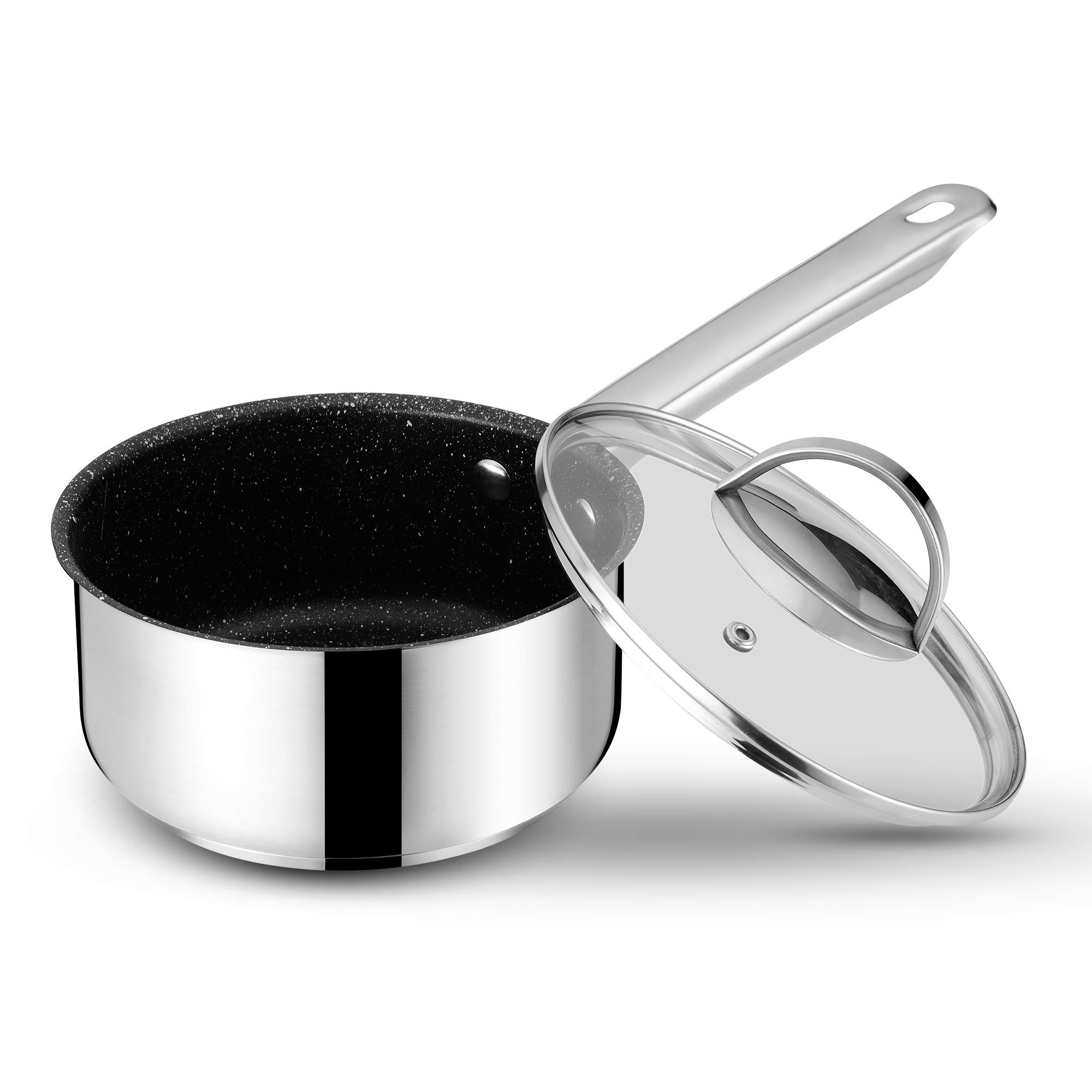 Mr. Right 1.5 Quart Saucepan Nonstick with Lid, Coffee/Chocolate/Butter Warmer, Melting Pot with Cover, Milk Sauce Pan 1.5quart, Small Sauce Pan Whitford Non-stick Coating, Ceramic Sauce Pan 1.5 Qt