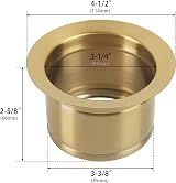 LQS Golden Extended Sink Flange for Deep Garbage Disposal Sinks - 3.5 Inch Drain view 3