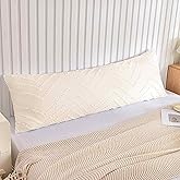 Nanko Body Pillow Case Cover 1 Pack 20x54 with Zipper, Beige Tufted Jacquard Boho Soft Shabby Chic Microfiber Long Decorative Pillow Covers/Pillow Shams, Comfortable Body Pillowcase for Women Men