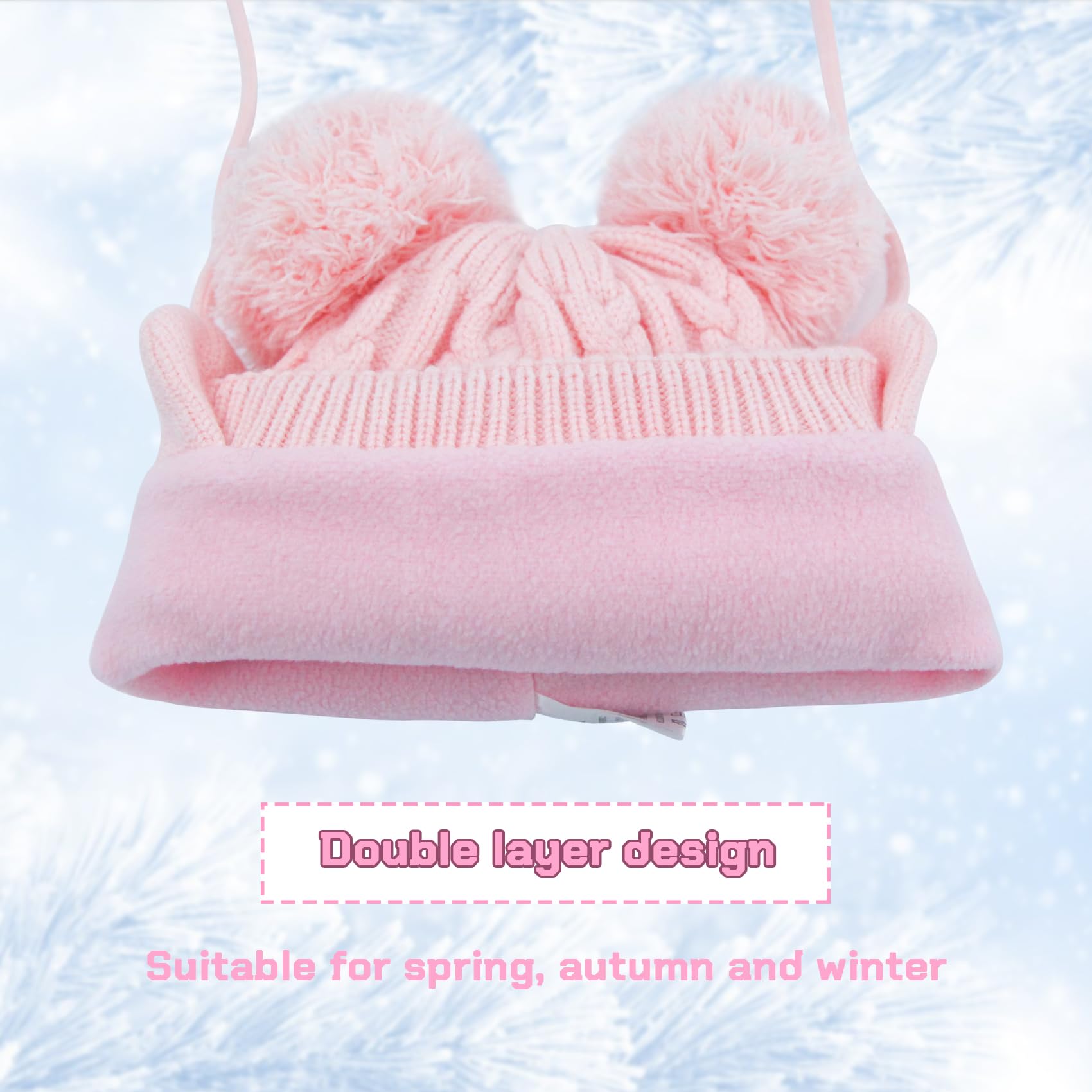 Duoyeree Toddler Winter Hat with Earflap Scarf Hood Thick Warm Kids Skull Cap for Baby Girls Boys