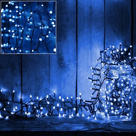 Deuba 160 LED Lichterkette 11,5m I Blau I Batterie & Timer I für Innen & Außen I 8 Funktionen - Weihnachtsbeleuchtung Weihnac