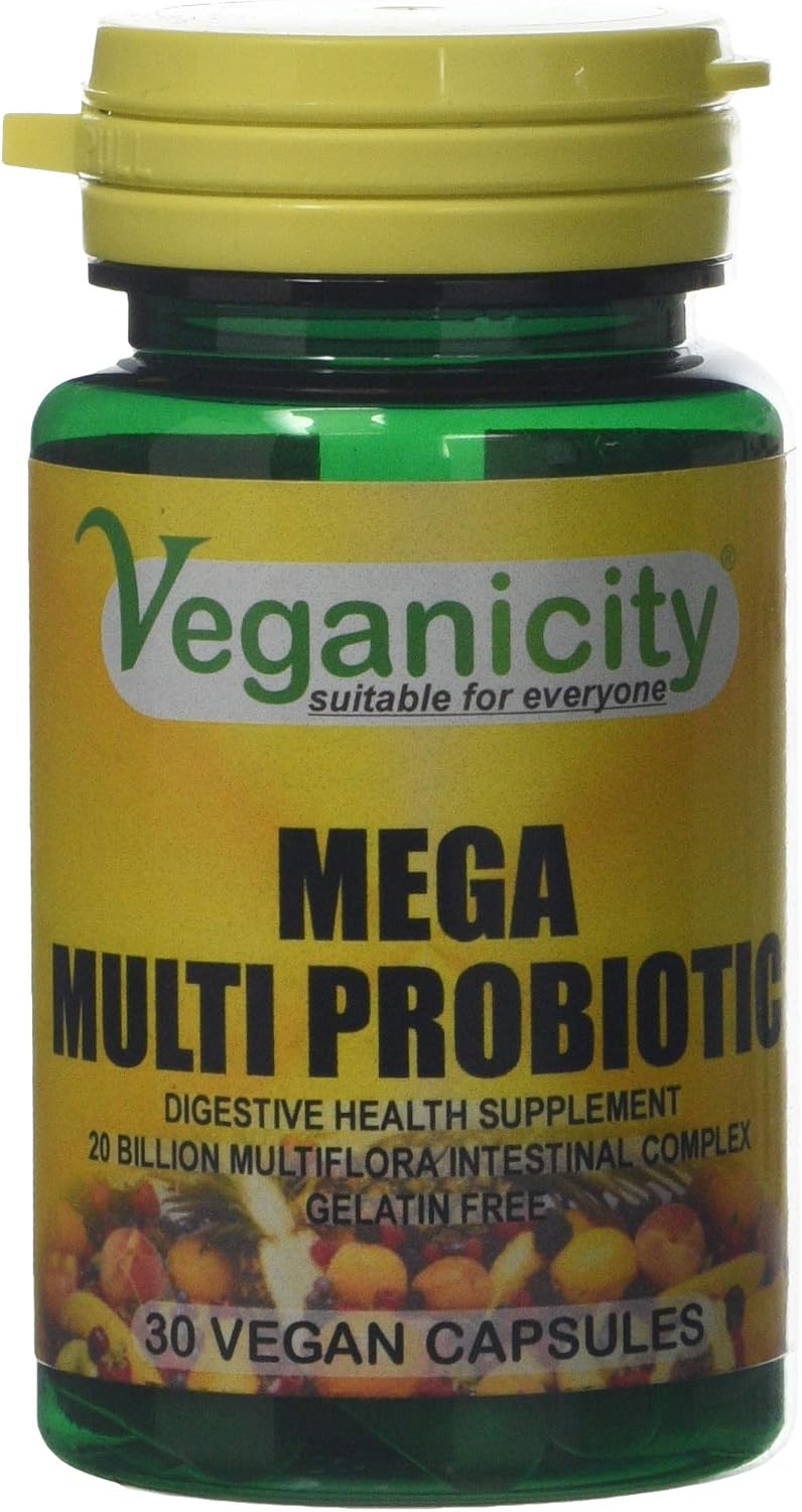 Veganicity Mega Multi Probiotic 20 Billion Multi-strain Probiotic : Digestive Health Supplement : 30 Vegan Capsules
