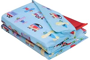 Wildkin Kids Cotton Nap Mat Cover – Soft, Sewn-in Flap, Durable & Fits 1.5" Vinyl Sleep Mats - Trains, Planes & Trucks
