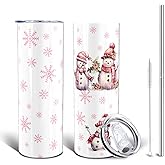 Sabobo Christmas White Gifts for Women Men, 20 Oz Tumbler with Lid and Straw, Xmas Snowman Stainless Steel Insulated Travel Coffee Cup, Winter Holiday Water Bottle for Him Her (1 PC)