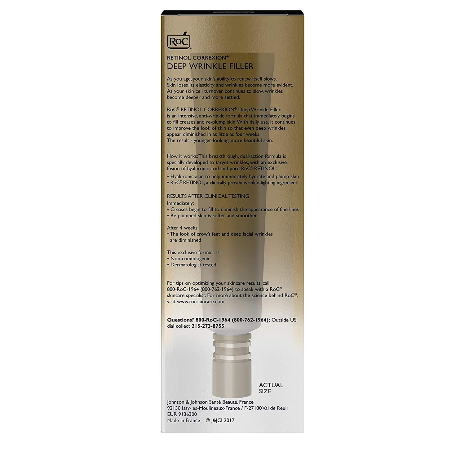 RoC Retinol Correxion Deep Wrinkle Facial Filler with Hyaluronic Acid & Retinol, 1 Ounce: Beauty