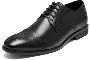 HEEZ Men's Dress Shoes, Classic Cap Toe Oxford for Men Non Slip, Comfortable Lace Up Derby Shoes for Formal Business Work Wedding Office Prom