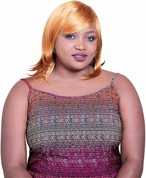 Golden Yellow Straight Long Side Swept Bangs Synthetic Hair Wig