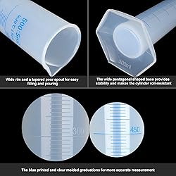 4Pack 500ml Plastic Graduated Cylinder, Transparent