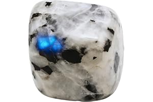 Amazing Gemstone Rainbow Moonstone Crystals and Healing Stones Tumbled - 1 oz Rainbow Moonstone Stone, Healing Stones for Energy Balance, Stress Relief - Premium Polished Gems Rocks for Meditation