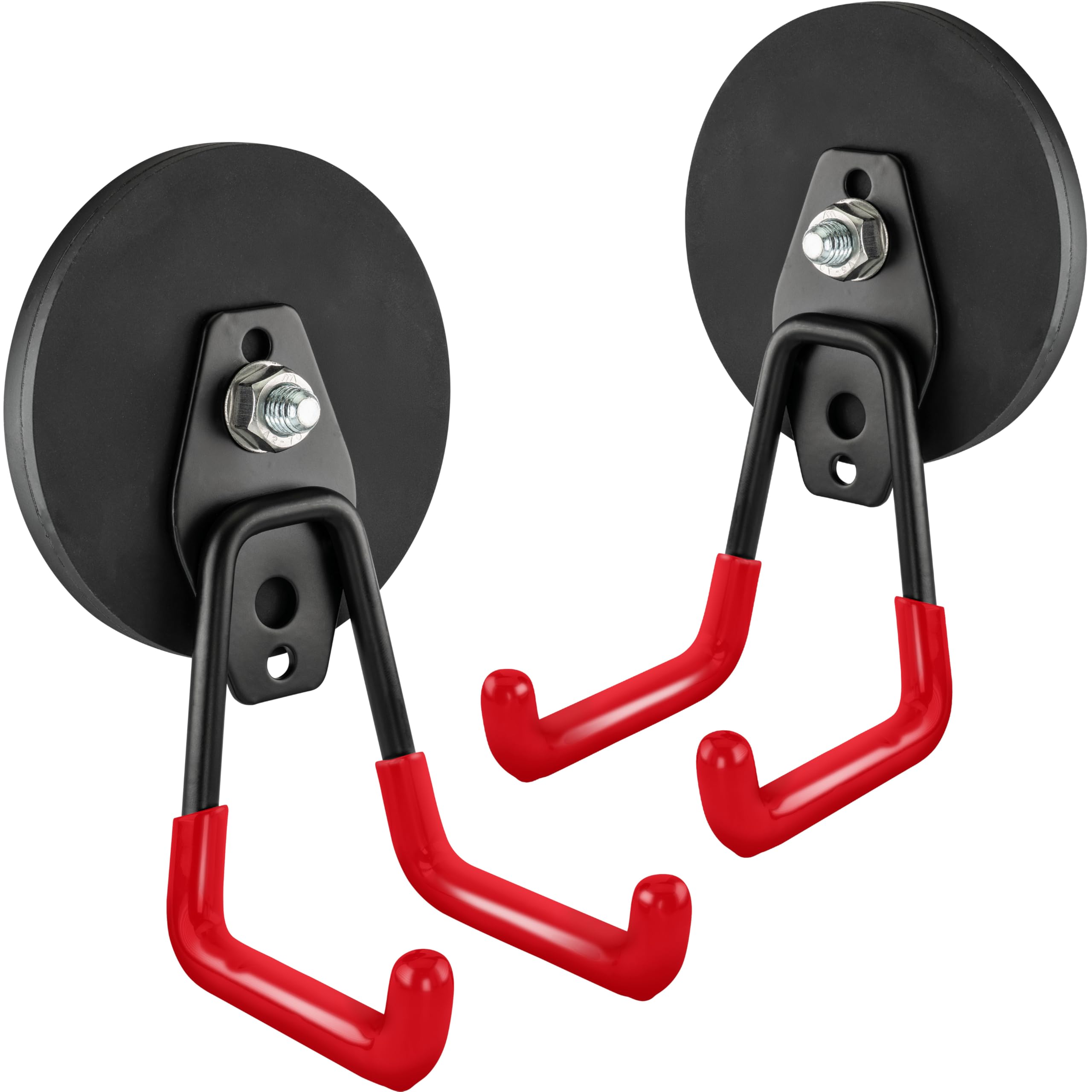 POPPSTAR 2 Magnetic Garage Hooks (Round Ø 88 mm, Pulling Force 42 kg, Height 80 mm), red