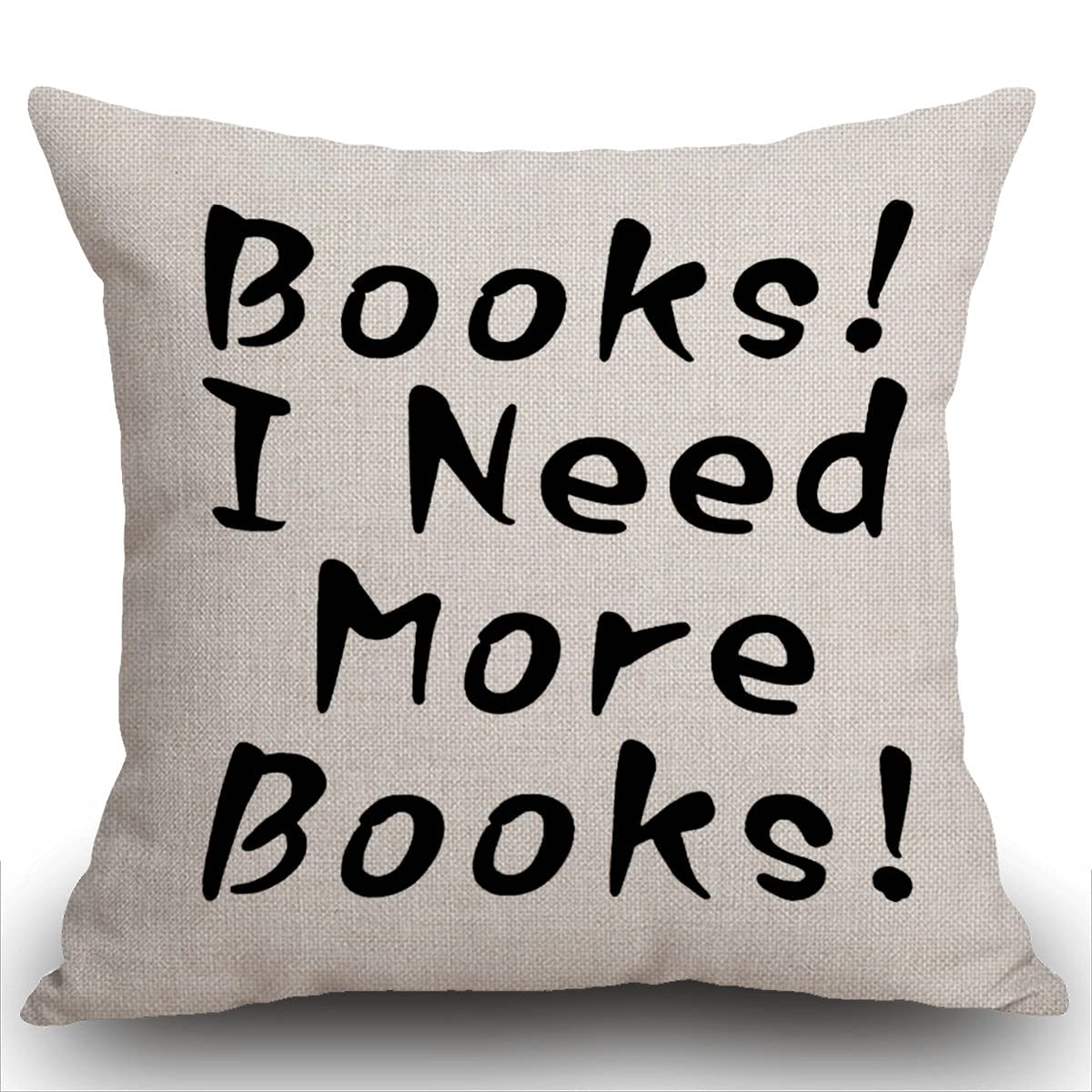 Smooffly Cotton Linen Square Decorative Cushion Cover Book Lover Reading Throw Pillow Case 45 x 45 cm 18 x 18 inches