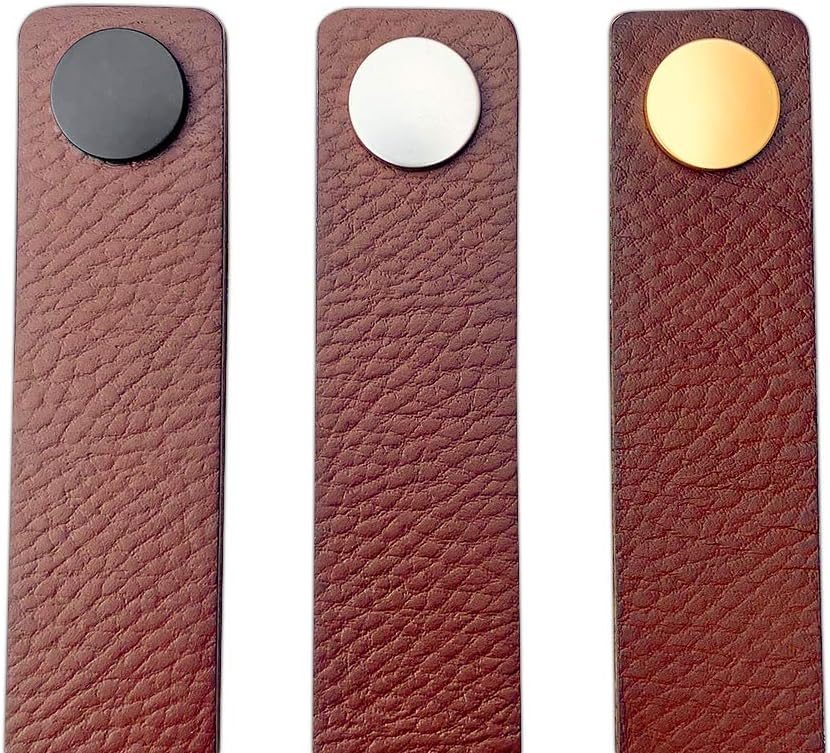 Brute Strength - Cognac Leather Cabinet Handles - 6 Pcs - 25 x 3 cm - Industrial Style - Kitchen, Bathroom, Dresser - Image 4