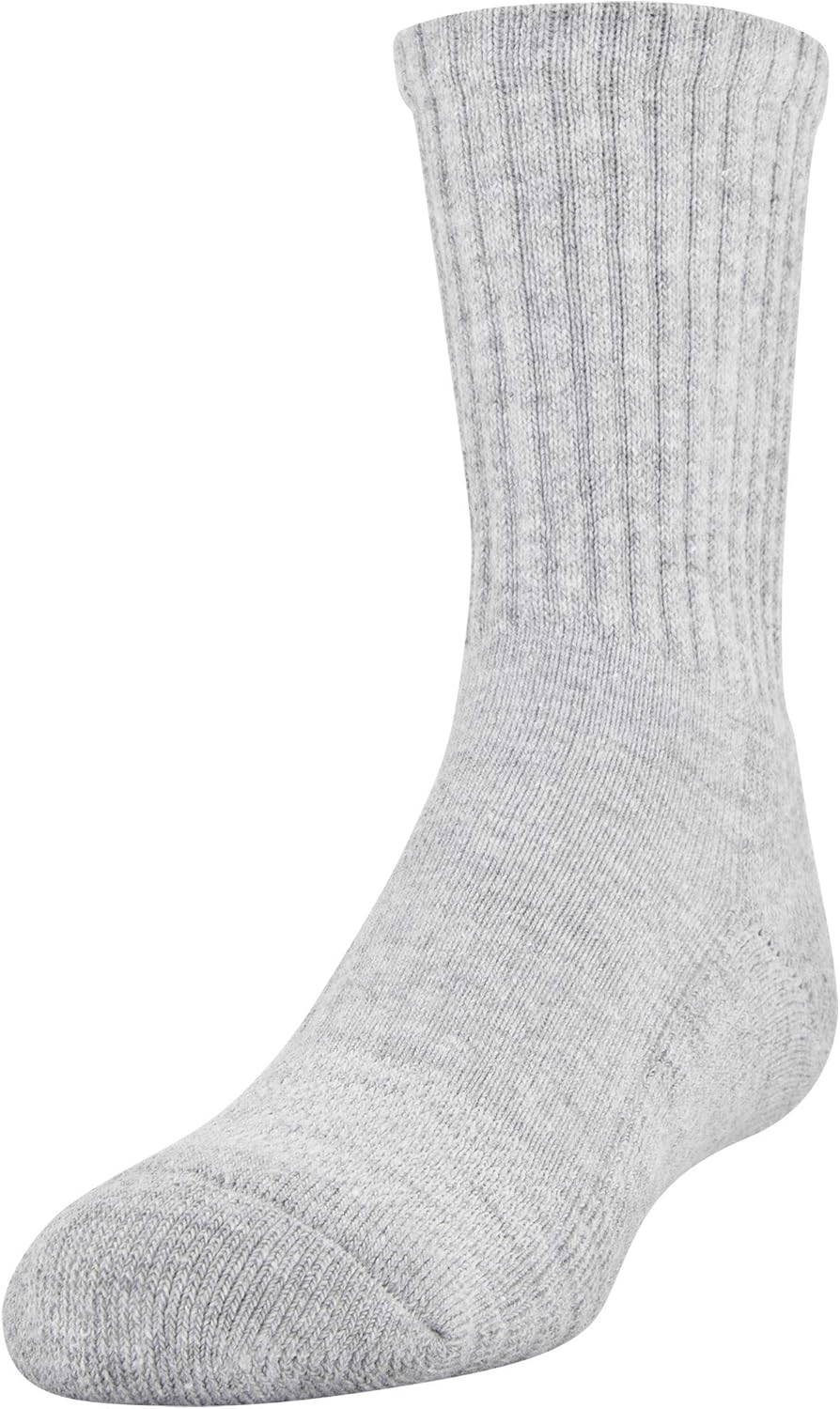 Under Armour Youth Training Cotton Crew Socks, 3-Pairs, True Gray Heather 2, Shoe Size: Youth 13.5K-4Y: Clothing