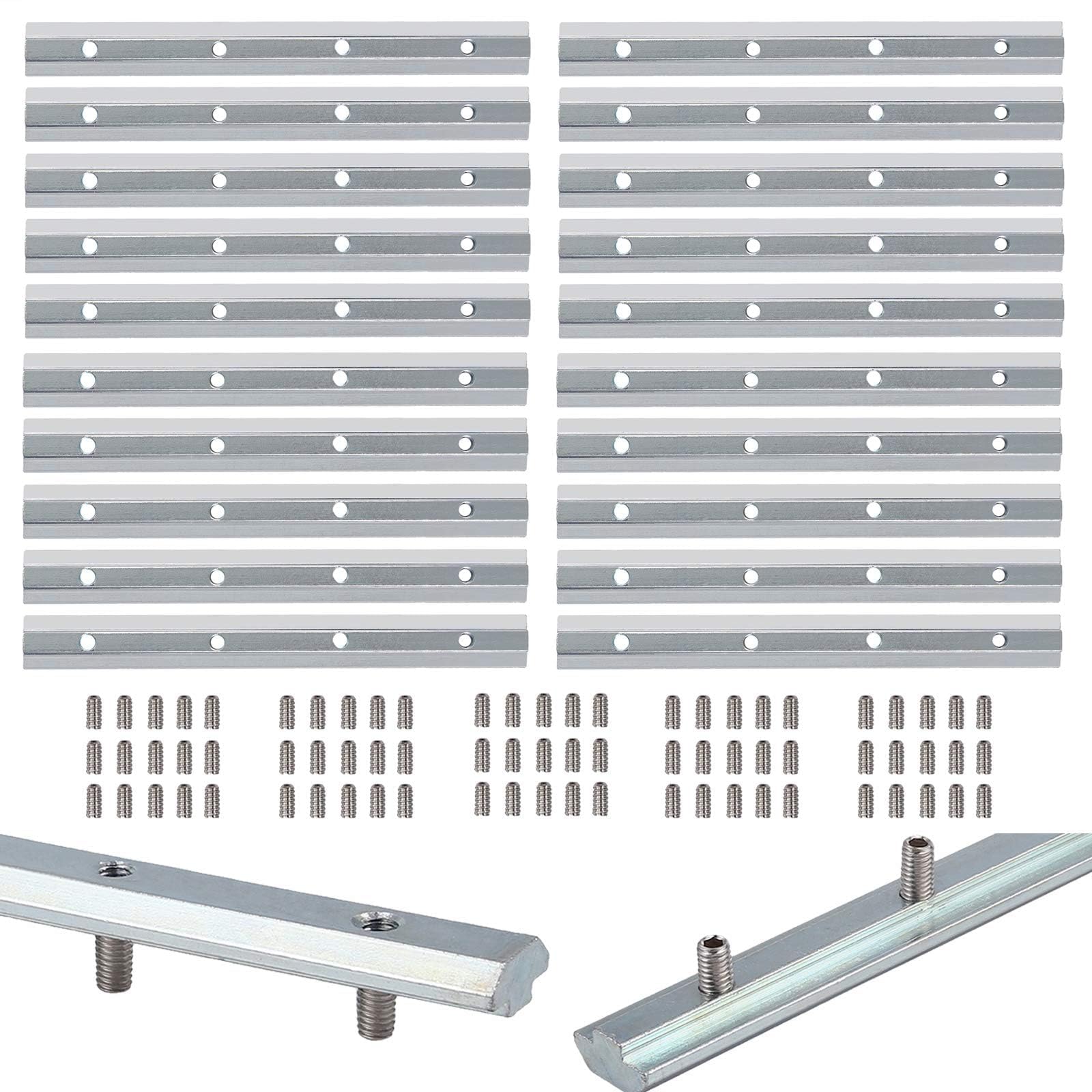 EYPINS 20 Pcs Aluminium Extrusion 4040 Line Straight Connectors 180mm Joint Inside Connector M6 T-Slot 8mm Flat Plate Bracket 4 Holes with Screws, for 4040 4080 Aluminium Profiles